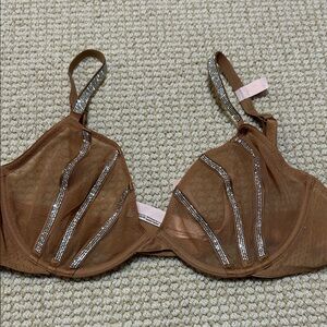 Victoria Secret Sheer unlined Rhinestone Detail Bra NWT 36C